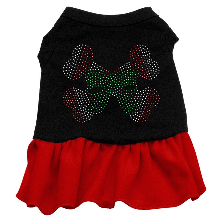 Candy Cane Crossbones Rhinestone Dress Black with Red Lg